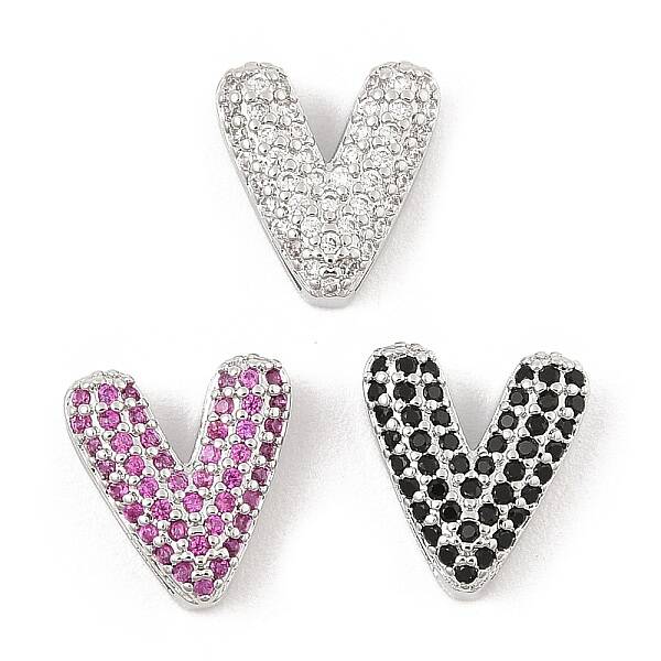 Brass Micro Pave Cubic Zirconia Slide Charms