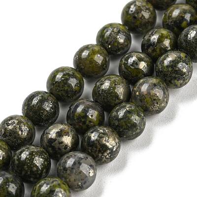Natural Green Epidote with Pyrite Beads Strands