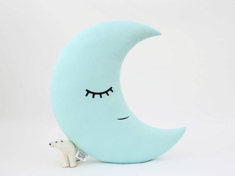 Mint Crescent Moon Pillow