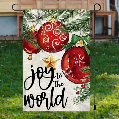 Joy To The World Light Leaves Christmas Garden Flag - Aperturee