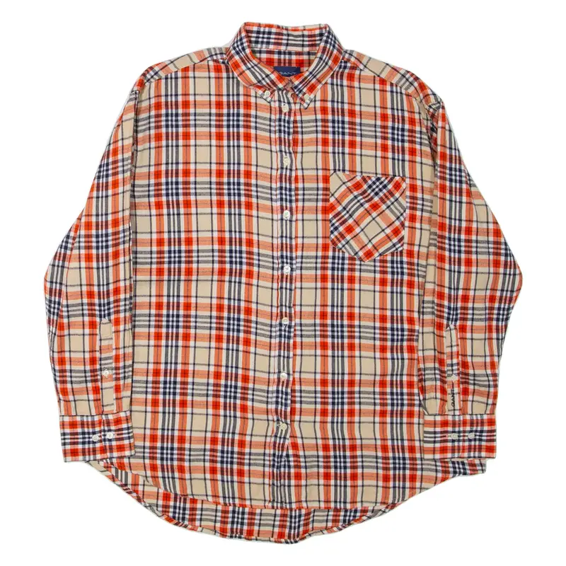 GANT Womens Shirt Orange Check Long Sleeve UK 12