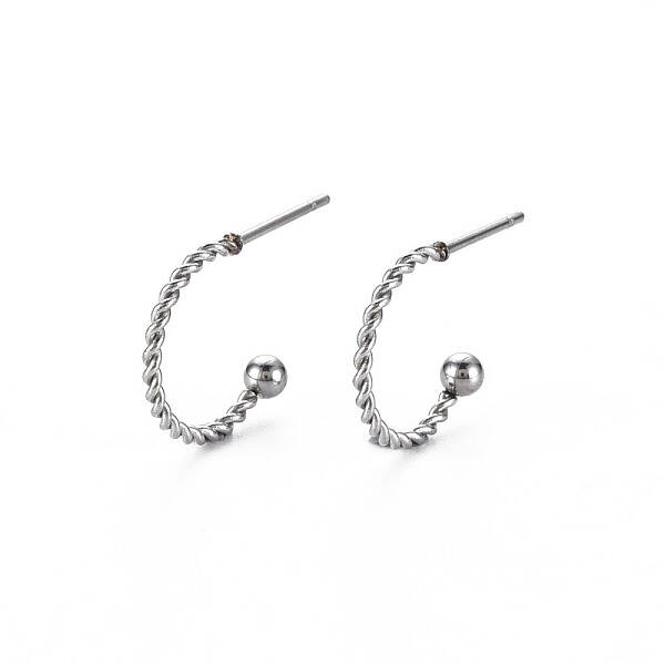 Non-Tarnish 304 Stainless Steel C-shape Stud Earrings