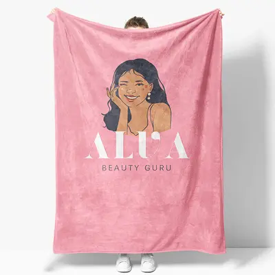 Aperturee Custom Name Pink Beauty Guru Girl Pattern Blanket | Custom Baby Blankets | Custom Blanket With Pictures | Custom Bl...