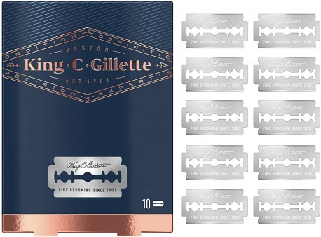King C. Gillette Lamette Di Ricambio Per Rasoio Di Sicurezza Confezione Con 10 Lame