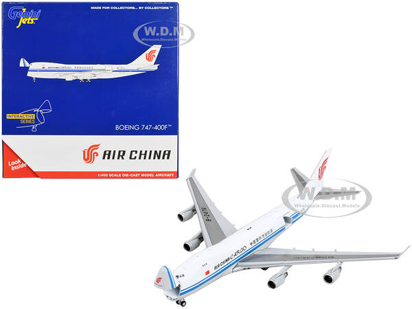 Boeing 747-400F Commercial Aircraft Air China Cargo White with Blue Stripes Interactive Series 1/400 Diecast Model Ai...