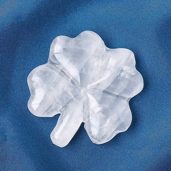 Natural Quartz Crystal Carved Clover Figurines Statues for Home Office Tabletop Feng Shui Ornament