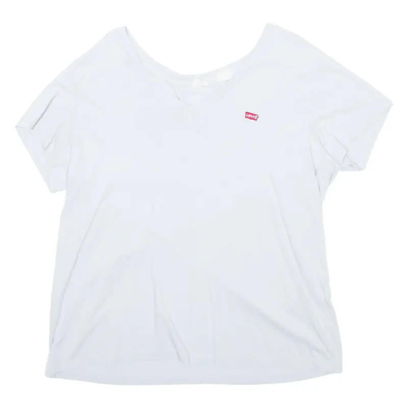 LEVI'S Womens T-Shirt Grey V-Neck L