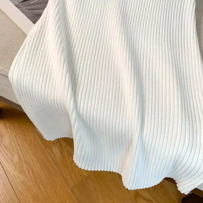 Teen Girl's Solid Ribbed Knit Blouse, Casual Long Sleeve Collared Top for Spring & Fall, Kids Clothes for Daily Wear