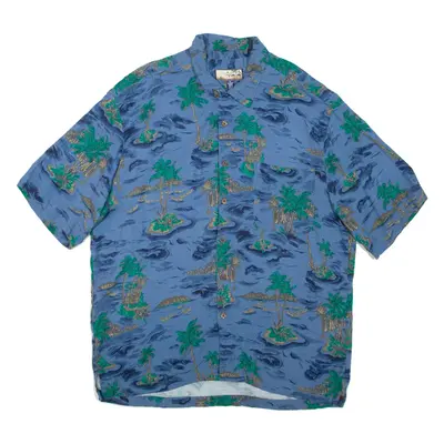 HAVANA JACK'S CAFE Mens Hawaiian Shirt Blue Crazy Pattern XL