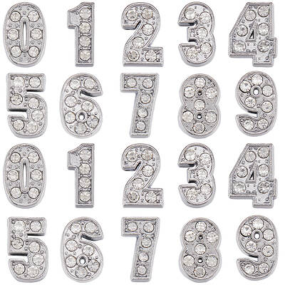 50POcs 10 Styles Alloy Rhinestone Slide Charms