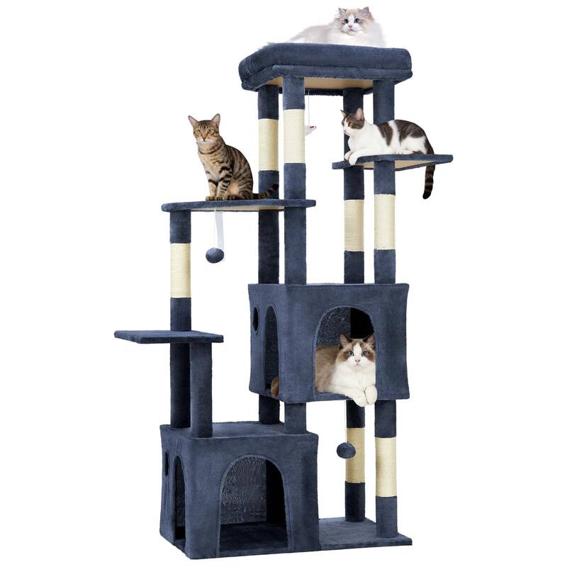Garvee 61 Multi-Level Cat Tree for Indoor Cats, Heavy-Duty Tower for Large Adult & Maine Coon Cats with Oversized Perch, Dua...