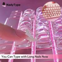 NadyType Ultra-Clear Keyboard Sticker for Long Nails - Nano-Glue Adhesive Keyboard Stickers, Fully Transparent, Compatible wi...