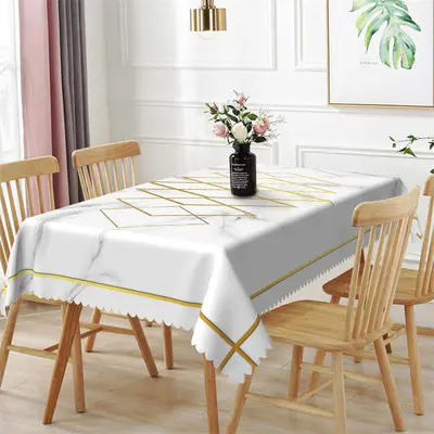 Golden Rhomboid Modern Simple Rectangle Tablecloth - Aperturee