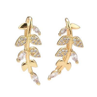 Cubic Zirconia Leaf Dangle Earrings