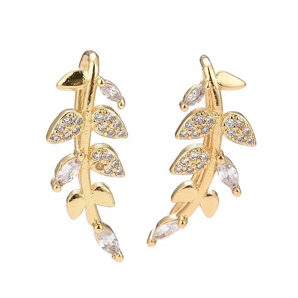 Cubic Zirconia Leaf Dangle Earrings