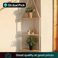 Wooden Wall Mounted Hanging Rack, Furniture for Bedroom, Boho Type Triangle Storage Rack, Home Decor For Bedroom Interior...