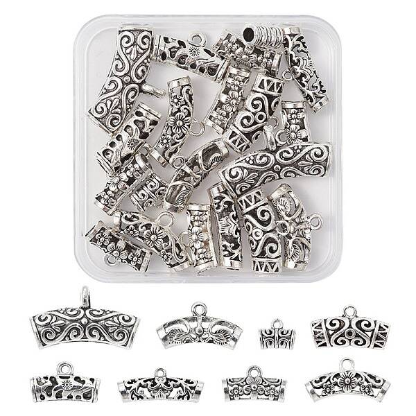 20Pcs 8 Style Tibetan Style Alloy Tube Bails