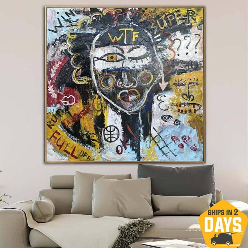 Original Abstract Street Art Paintings On Canvas Modern Graffiti Style Painting Colorful Wall Art | URBAN LIFE 39.37"x39...