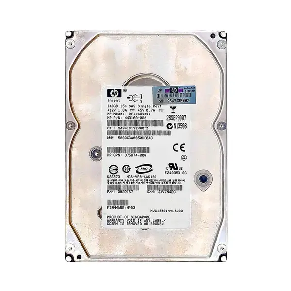 443169-002 HP 146GB 3Gb/s SAS 15000 3.5-inch Hard Drive