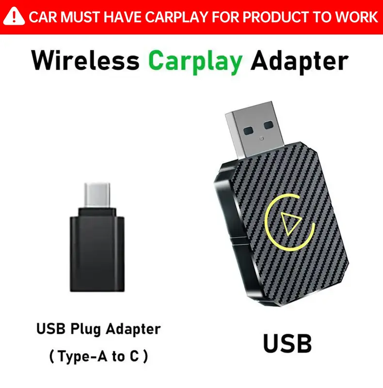 Mini Wireless Apple CarPlay Adapter, for both Apple and Android,converts wired to wireless, suitable for factory wired CarPla...