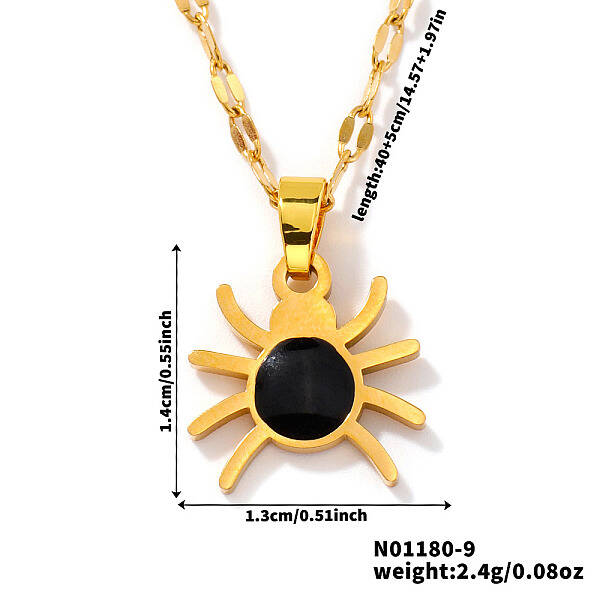 Mini Cartoon Halloween Stainless Steel Spider Pendant Necklaces for Unisex