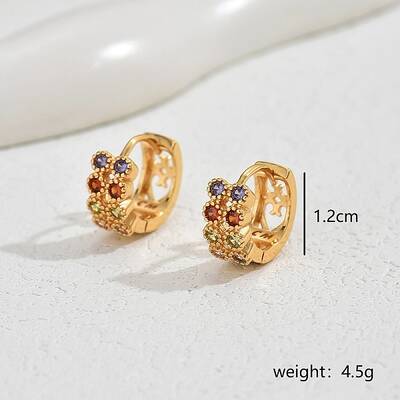 Luxurious Vintage Double Row Sparkling Colorful Zirconia Earrings for Women.