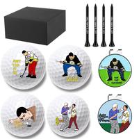 Funny Golf Ball Gift Set, Including 4 Balls, 4 Tees & 2 Markers, Golf Accessories for Men, Perfect Gifts for Golf Lovers, Chr...