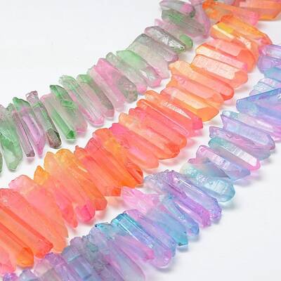 Electroplate Natural Quartz Crystal Beads Strands
