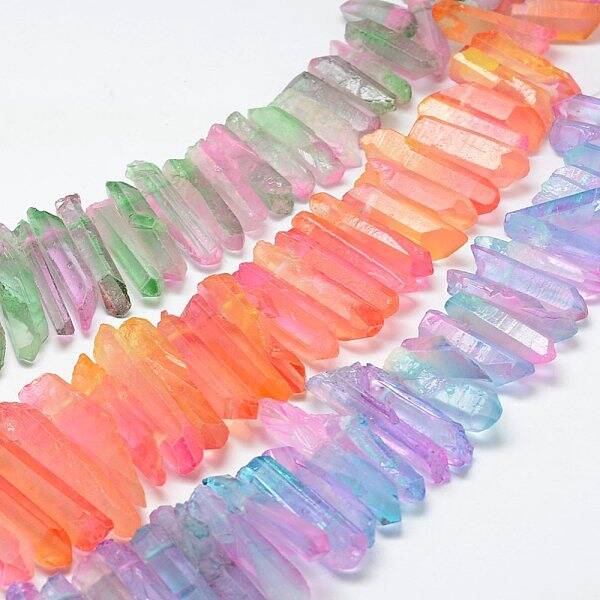 Electroplate Natural Quartz Crystal Beads Strands