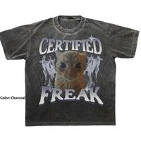 Cert!fied Freak Funny Cat Meme T-Shirt, Vintage Kitty Graphic Tee, Retro Washed Cat Lover Shirt, Funny Pet Humor Gift, Unisex...