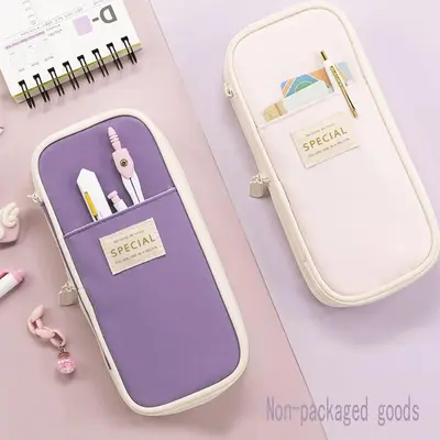 1 Piece Large Capacity Pencil Case With Zipper, Portable Multi-compartment Pencil Bag, Travel Makeup Bag, Stationery Storage ...