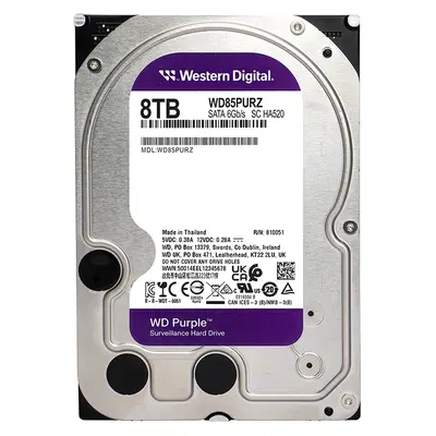 WD85PURZ Western Digital Purple 8TB 3.5-inch 6GB/s SATA 5400RPM 256MB Cache Surveillance Hard Drive
