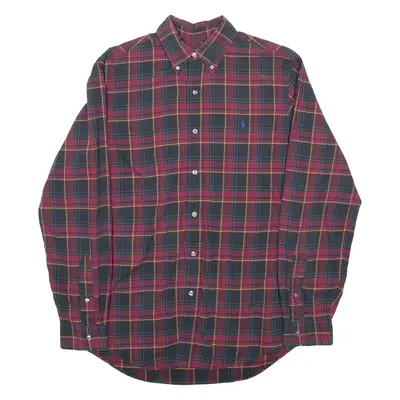 POLO RALPH LAUREN Mens Shirt Maroon Check Long Sleeve M