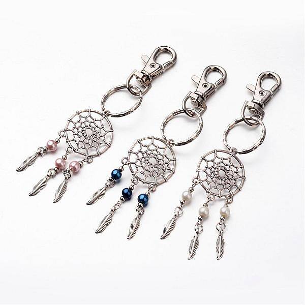 Woven Net/Web with Feather Keychain