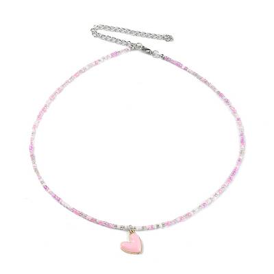 Alloy Enamel Heart Charm Necklace