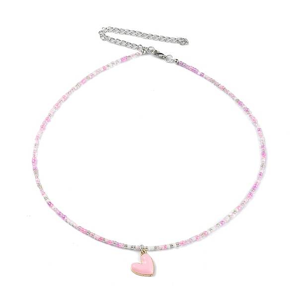 Alloy Enamel Heart Charm Necklace
