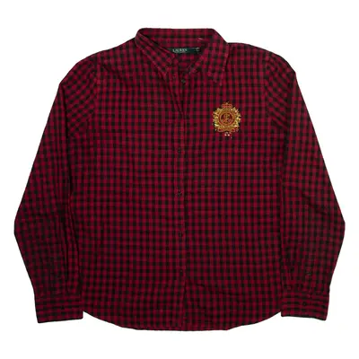 LAUREN RALPH LAUREN Womens Shirt Red Check Long Sleeve XL