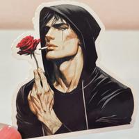 Red Rose Man Stickers - Waterproof Glitter or Glossy Stickers 2.75\