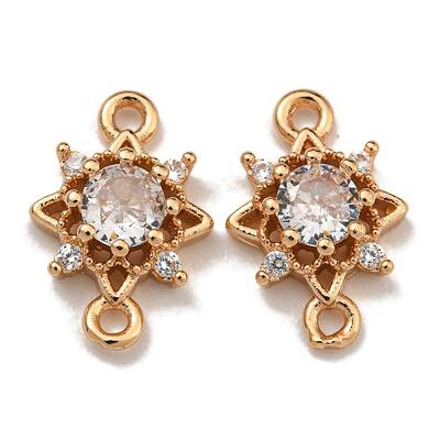 Brass Cubic Zirconia Star Connector Charms