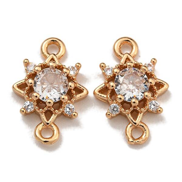 Brass Cubic Zirconia Star Connector Charms