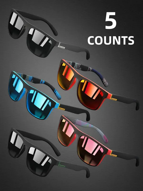 Unisex Sporty Polarized Sunglasses, Trendy Casual Square Frame Sunglasses for Everyday Use, Fashion Accessories for Outdoor A...