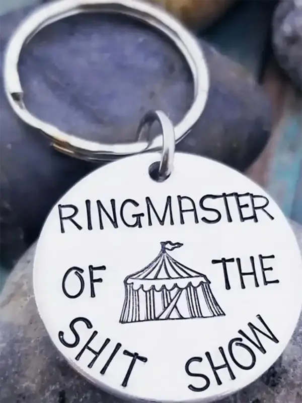 Creative Fashion Letter Pattern Slogan Metal Keychain, Round Shaped Stainless Steel Keychain for Bag Car Men & Women, Trendy ...