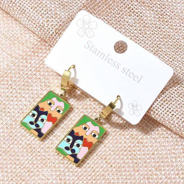 304 Stainless Steel Enamel Hoop Earrings for Women
