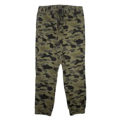 H&M Camo Jogger Style Mens Trousers Green Regular Straight W33 L28