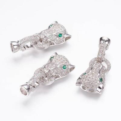 Brass Micro Pave Cubic Zirconia Fold Over Clasps