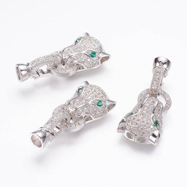 Brass Micro Pave Cubic Zirconia Fold Over Clasps