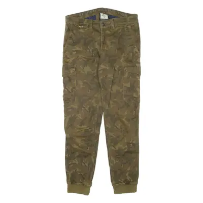 AERONAUTICA MILITARE Camo Cargo Mens Trousers Green Slim Tapered W30 L29