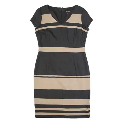PHASE EIGHT Womens Pencil Dress Black Striped Short Sleeve Midi UK 16