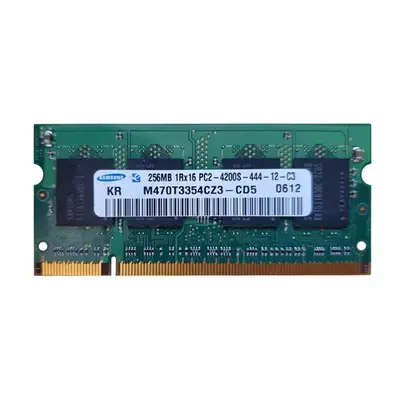 Samsung M470T3354CZ3-CD5 | 256MB DDR2-533MHz PC2-4200 Non-ECC Unbuffered SODIMM CL4 1Rx16 1.8V 200-Pin Memory Module