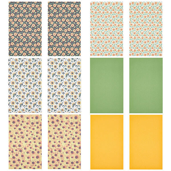 Sunflower Pattern PU Leather Fabric Sheet